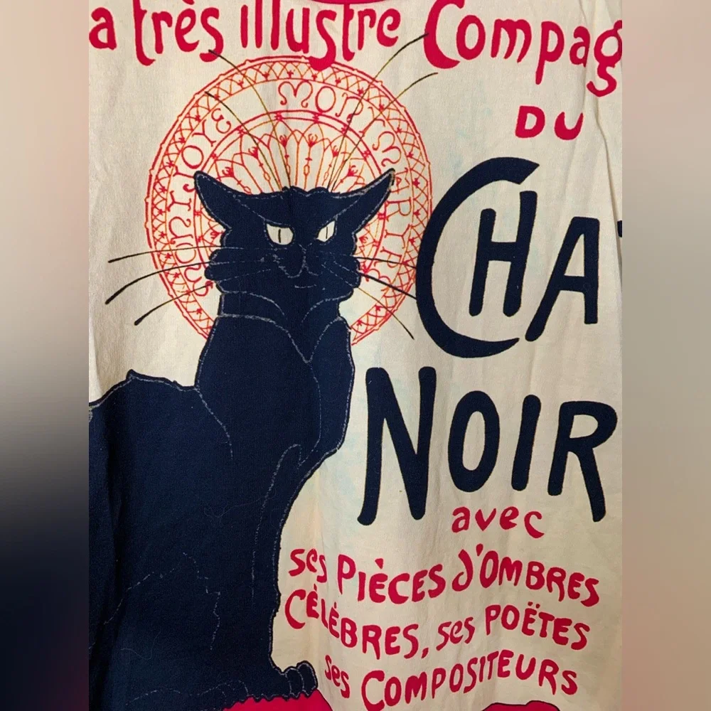 Chat Noir Théophile Steinlen All Over Print Cotton Shirt Size L Steampunk Goth - Picture 5 of 6